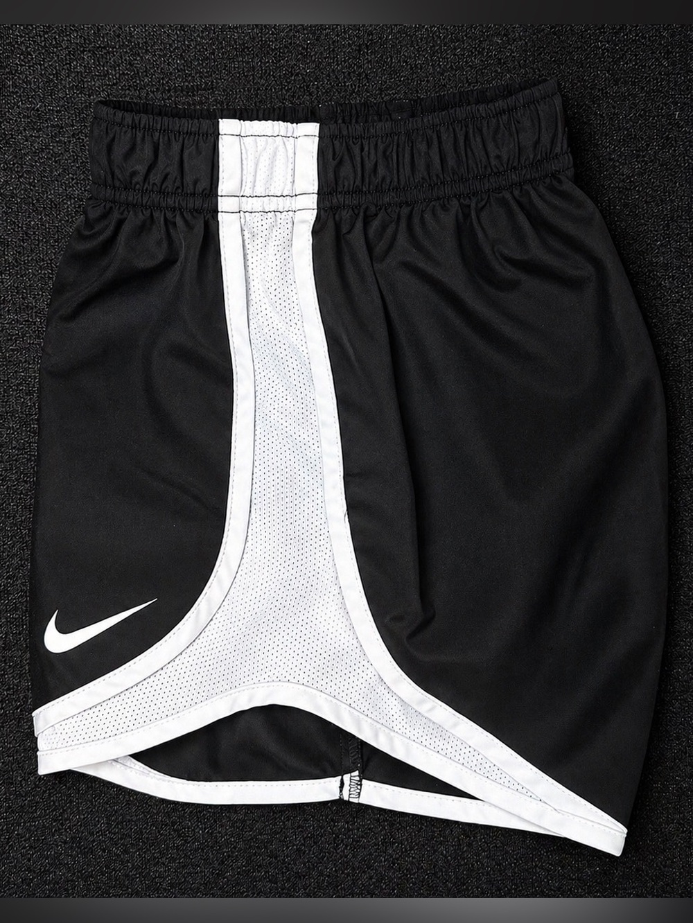 Nike Tempo Running Shorts Black White Swoosh Athletic Women’s Size S